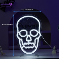 Insegna al Neon LED 3D a Forma di Teschio, Alimentata via USB, in PVC, Decorazione di Halloween per Uffici, Bar, Feste e Vetrine