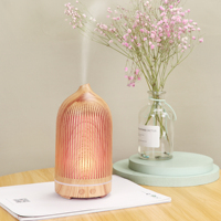 Diffuseur d'huiles essentielles ultrasonique PP+ABS original, mini, 200 ml, effet bois, blanc, en promotion