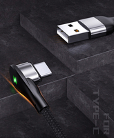 3in1 lumière LED 3A 90 degrés en forme de L aimant magnétique chargeur rapide câble de charge téléphone portable usb type c micro i phone