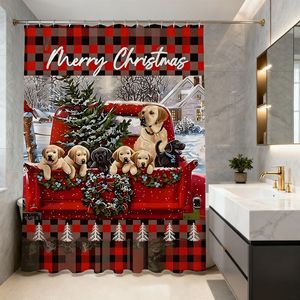 Rideau de douche de Noël avec bonhomme de neige, impression numérique, polyester, design de dessin animé, décoration de salle de bain, lavable en machine - Product Image 3