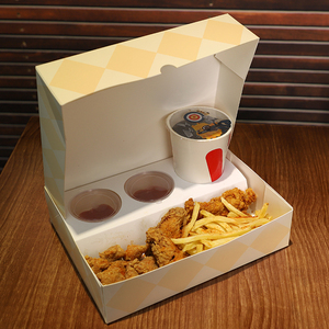 LOKYO food grade disposable restaurant take out hot dog hamburger box food paper carrier with tray