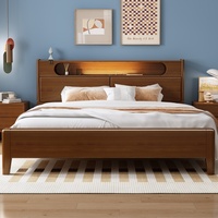 Cadre de lit moderne en bois de chêne massif de grande taille avec rangement multifonctionnel Ensemble de chambre à coucher au design simple par le fabricant