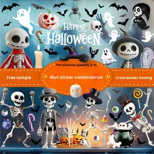 2026 Halloween <span class=keywords><strong>Stickers</strong></span> <span class=keywords><strong>Muraux</strong></span> PVC Adsorption Électrostatique Fantôme Citrouille Araignée Toile Fenêtre Verre Décoration Transfrontalière - Product Image 4