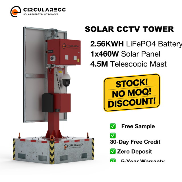 Stock 1 Unit Portable Solar Powered Security Tower CCTV Mobile Surveillance Trailer Camera Site Protection Equipment