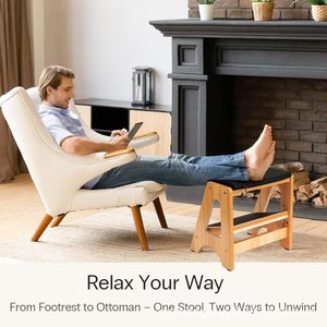 Wooden <b>Office</b> Footstool Double Layer <b>Adjustable</b> Footrest For <b>Desk</b> Use - Product Image 2