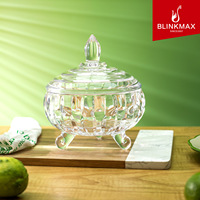 Pot à bonbons en verre sans plomb Blinkmax avec couvercle, plateau à fruits de haute qualité, plateau à bonbons, sucrier, organisateur de rangement