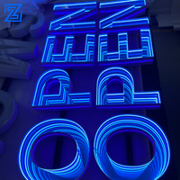 Enseigne lumineuse rectangulaire en néon flexible LED avec logo publicitaire personnalisé 50x50cm, miroir infini, indice de protection IP68, boîte éclairée pour la décoration de magasin