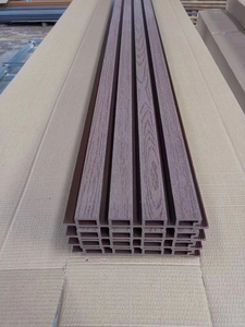 Revêtement de sol extérieur WPC, <span class=keywords><strong>bois</strong></span> composite <span class=keywords><strong>plastique</strong></span>, décoratif, extérieur, panneau mural extérieur à lattes rainurées WPC - Product Image 5