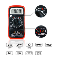 Multimètre numérique compact MAS830B à sélection manuelle AC/DC 600V CAT III, test de diode, fonction de maintien des données, courant 10A, faible consommation