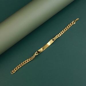 Bracelets personnalisés avec logo gravé, chaînes cubaines, breloques Miami, acier inoxydable plaqué or - Product Image 6