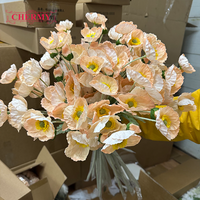 Fleur artificielle CM-DC002 au toucher réel, coquelicot blanc et jaune, pour la décoration de mariage et de la maison