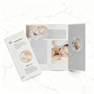 Đầy đủ màu sắc Tri-fold mỹ phẩm Brochure Glossy nhiều lớp tùy chỉnh logo sản phẩm làm đẹp khuyến mãi giấy tờ rơi bốn lần - Product Image 2