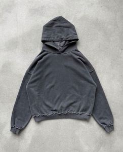 Sudadera con Capucha Oversize Unisex de Algodón Polar de Alta Calidad OEM, con Lavado Ácido, Efecto Desgastado y Bordado, Color Liso, para Primavera - Product Image 5