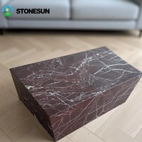 Table basse en marbre rouge Rosa Levanto, prix d'usine StoneSun, style moderne, pierre naturelle, pour salon, chambre à coucher