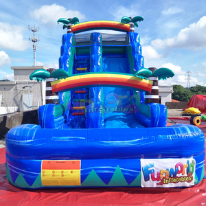 Tobogán Acuático Inflable Tropical de Colores con Piscina para Niños, Castillo Hinchable Acuático Comercial - Product Image 1