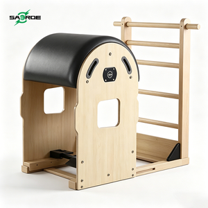 Baril d'escalade Pilates SAERDE tout en bois pour équipement de studio à domicile avec mousse haute densité et sangles - Product Image 2