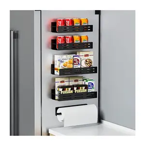 4 5 pack moveable fridge condiments holder magnetic refrigerator spice rack Wall Mount with magnetic paper towel holder
