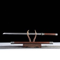 Épée chinoise Tang vintage 1065CS faite à la main, avec garnitures gravées en argent antique, épée décorative