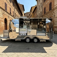 Spiegelpolierter Edelstahl Doppelachsiger Food-Trailer Voll Ausgestattet mit Klimaanlage, Gefrierfach und Spüle für Kaffee, Eis, BBQ und Outdoor-Verkauf