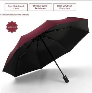 Grand parapluie pliant automatique pour femmes, protection UV avec revêtement noir - Product Image 4