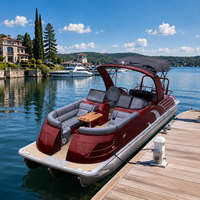 Bateau ponton en fibre de verre Kinocean avec intérieur haut de gamme pour le tourisme de villégiature, les croisières privées et les divertissements familiaux