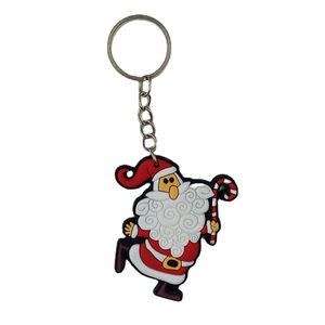 Porte-clés de Noël en PVC avec logo personnalisé 2D/3D en relief avec mousqueton en caoutchouc souple et silicone - Product Image 1