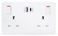 LEISHEN Prise murale intelligente 2 gangues 13A de haute qualité avec interrupteur d'éclairage et ports USB 3.6A, indice de protection IP20