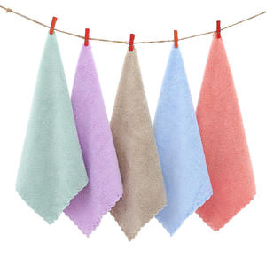 Serviette carrée en microfibre <span class=keywords><strong>de</strong></span> velours corail haute densité 30x30, serviette pour le visage des enfants, séchage rapide, écologique, absorption d'eau pour la salle <span class=keywords><strong>de</strong></span> bain, logo - Product Image 3