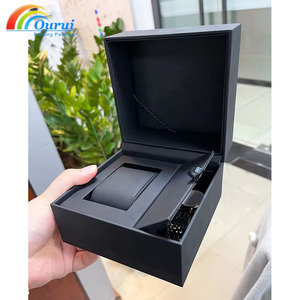 Factory Direct Sale Classic <b>Black</b> PU Watch <b>Box</b> Leather Watch <b>Box</b> With tool position Custom Logo for Luxury Watch <b>Gift</b> Packaging - Product Image 3