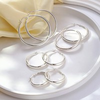 Anting Hoop Besar Berongga Lapis Emas 18K Tembaga untuk Wanita, Perhiasan Telinga Mewah Geometris Kelas Atas Grosir