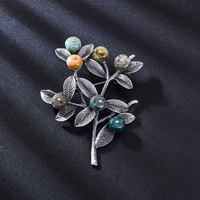 Broches de créateur de luxe pour femmes, en argent plaqué, personnalisables, avec des perles colorées de style rétro antique, en forme de branche de fleurs, de la marque Weiman