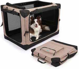 Luxe moderne 4 portes Portable pliant chien caisse en acier souple cadre maille tapis sain voyage pliable Pet Carrier pour chat chien - Product Image 1