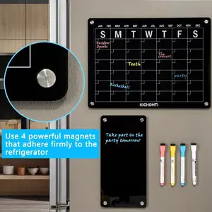 Acryl Magnetic Dry Erase Board für Kühlschrank, Memo Magnetic Board 12*6 Zoll Magnetic Whiteboard für Kühlschrank (schwarz)