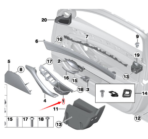 51417261929 adatto per BMW <span class=keywords><strong>5</strong></span> <span class=keywords><strong>serie</strong></span> F18 bracciolo interno sette pezzi in colore bruno-rossastro - Product Image 4