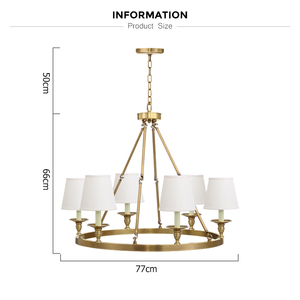 6 luz granja candelabro clásico colgante iluminación bronce Industrial de iluminación de techo con tela de tonos Beige - Product Image 5
