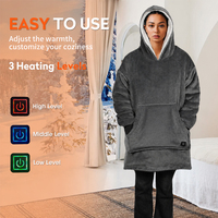 Couverture chauffante portable en polaire sherpa personnalisée, 3 réglages de température, couverture à capuche électrique USB, couverture chaude pour l'hiver, couverture pour regarder la télévision