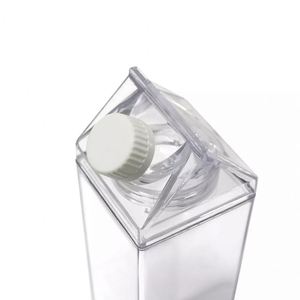 BPA Free <b>Plastic</b> 500ml/1000ml Clear Leak-Proof Dishwasher Safe Minimalist Party Use Square Design <b>Milk</b> Carton Water <b>Bottle</b> - Product Image 3
