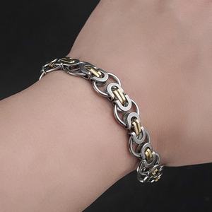 Nuevo Diseño, Cadena Bizantina de Acero Inoxidable Chapada en Oro de Dos Tonos para Hombre, Pulsera Punk, Collar, Joyería - Product Image 4
