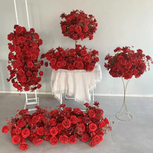 M69 Wholesale Silk Faux White <strong>Red</strong> <strong>Rose</strong> Flower Runners High Quality Wedding Flower Table Runner Artificial Arch Flower Aisle - Product Image 1