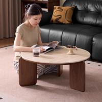 Ensemble de tables basses modernes en travertin nordique avec base en bois, tables gigognes rondes, table d'appoint minimaliste, meubles de salon