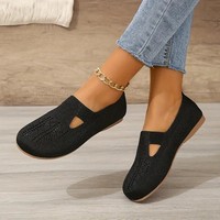 Mocassins plats pour femmes grande taille K-Style, antidérapants, à enfiler, tissés respirants, à découpe basse et bouche peu profonde, style décontracté