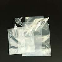 Sac à bec en plastique transparent, logo imprimé personnalisé, sac à bec liquide, alcool, emballage boisson, cruette baskets pour boisson, en stock, unités