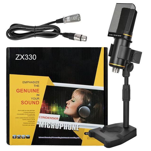 ZX-330 Capacitor Microphone Kit - Sound Card Live Streaming Karaoke Recording Anchor Microphone Stand Equipment