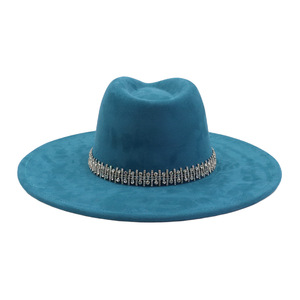 Luxe Suède Brede Rand Panama Fedora Hoed Herfst En Winter Nieuw Design Hoedenband Klassiekers Effen Kleur Vintage Fedora Hoed Groothandel - Product Image 4