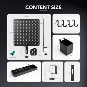 Juego de combinación de tablero de clavijas, tablero de clavijas y accesorios, colgante modular para organizador de pared, cocina negra, dormitorio, Cuadrado individual/ - Product Image 5