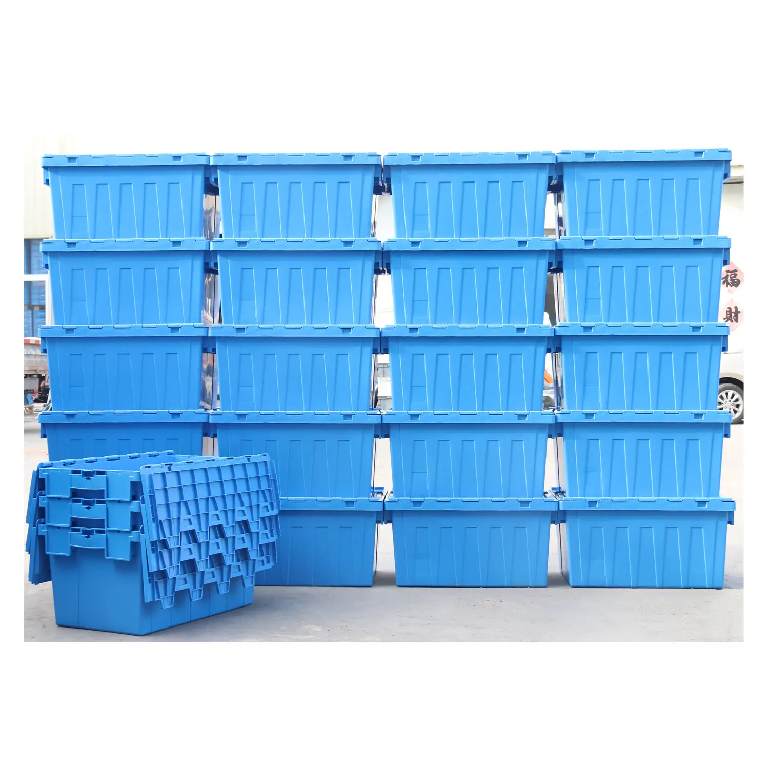 HDPP HDPE virgin material warehouse plastic storage crate box container for moving storage and transprot in supermarket