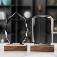 Trophée rond en bois personnalisé ADL Trophée d'or personnalisé de haute qualité Trophée de coupe en cristal et plaque en bois