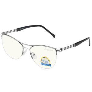 Monturas de Gafas Grises con Diseño Ojo de Gato, Protección Anti Luz Azul, Montura Completa, Metálicas para Mujer, Modelo 9012 - Product Image 4