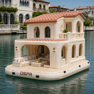 Casa Flotante Inflable de Dos Pisos, con Asientos Interiores y Exteriores, Estabilidad y Flotabilidad para Vacaciones en Islas Tropicales y Recreación en Grupo - Product Image 5