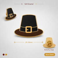 Broches de chapeau de pèlerin, épingles de revers, bijoux de Thanksgiving, badges métalliques en gros, épingles personnalisées en émail souple, usine OEM